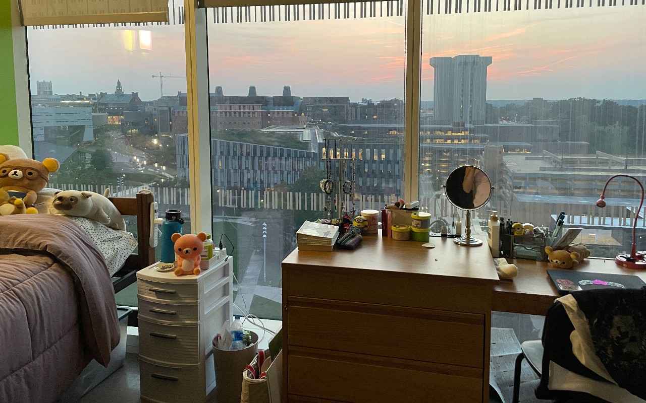 Scioto Dorm room with window view of Campus 