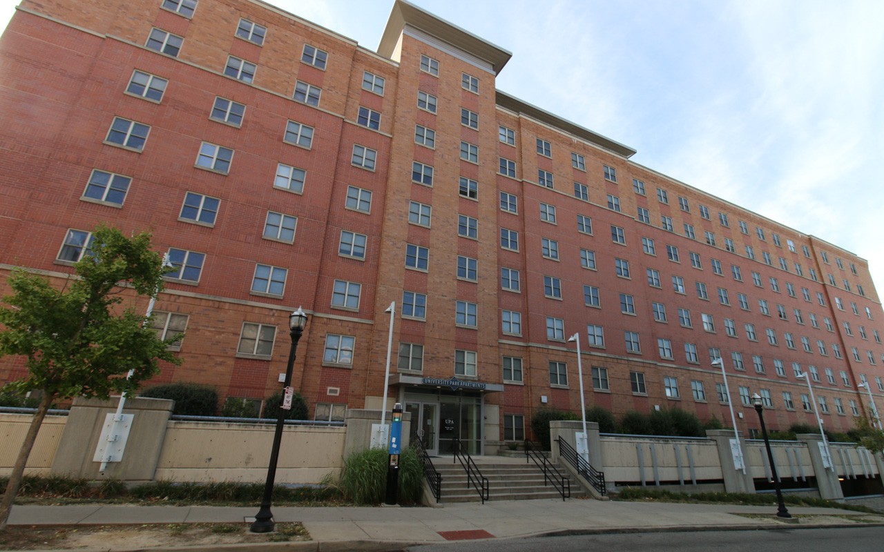 Exterior of University Park Apartments.